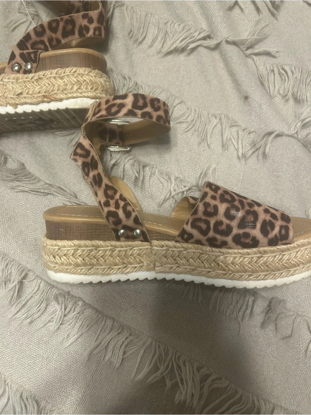 Soda Leopard Print Espadrille Platform Sandals - Brown